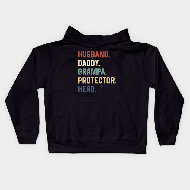 Fathers Day Shirt Husband Daddy Grampa Protector Hero Gift Kids Hoodie by Marang